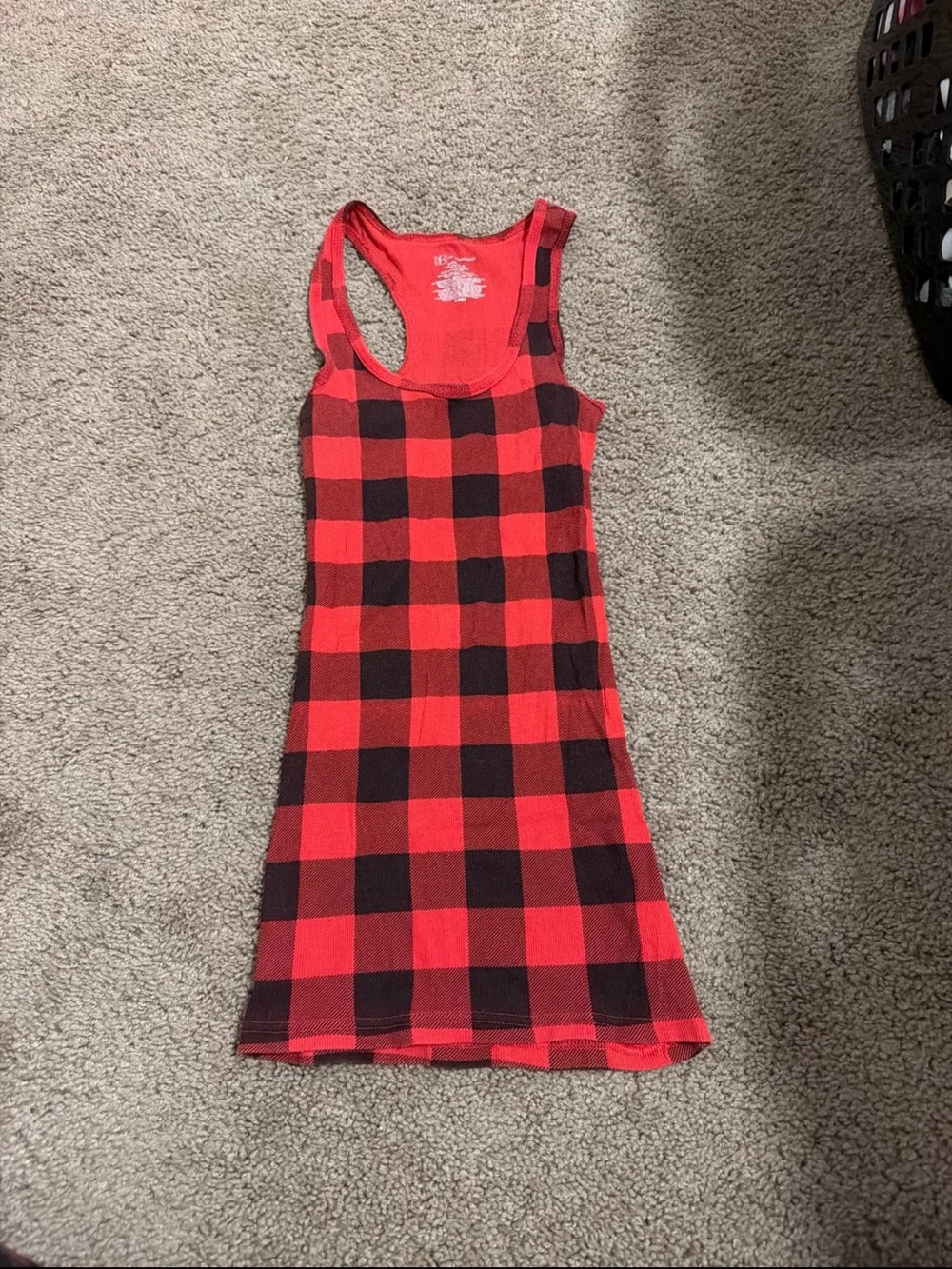 No Boundaries Ribbed Red & Black Buffalo Plaid Flannel Tank Top